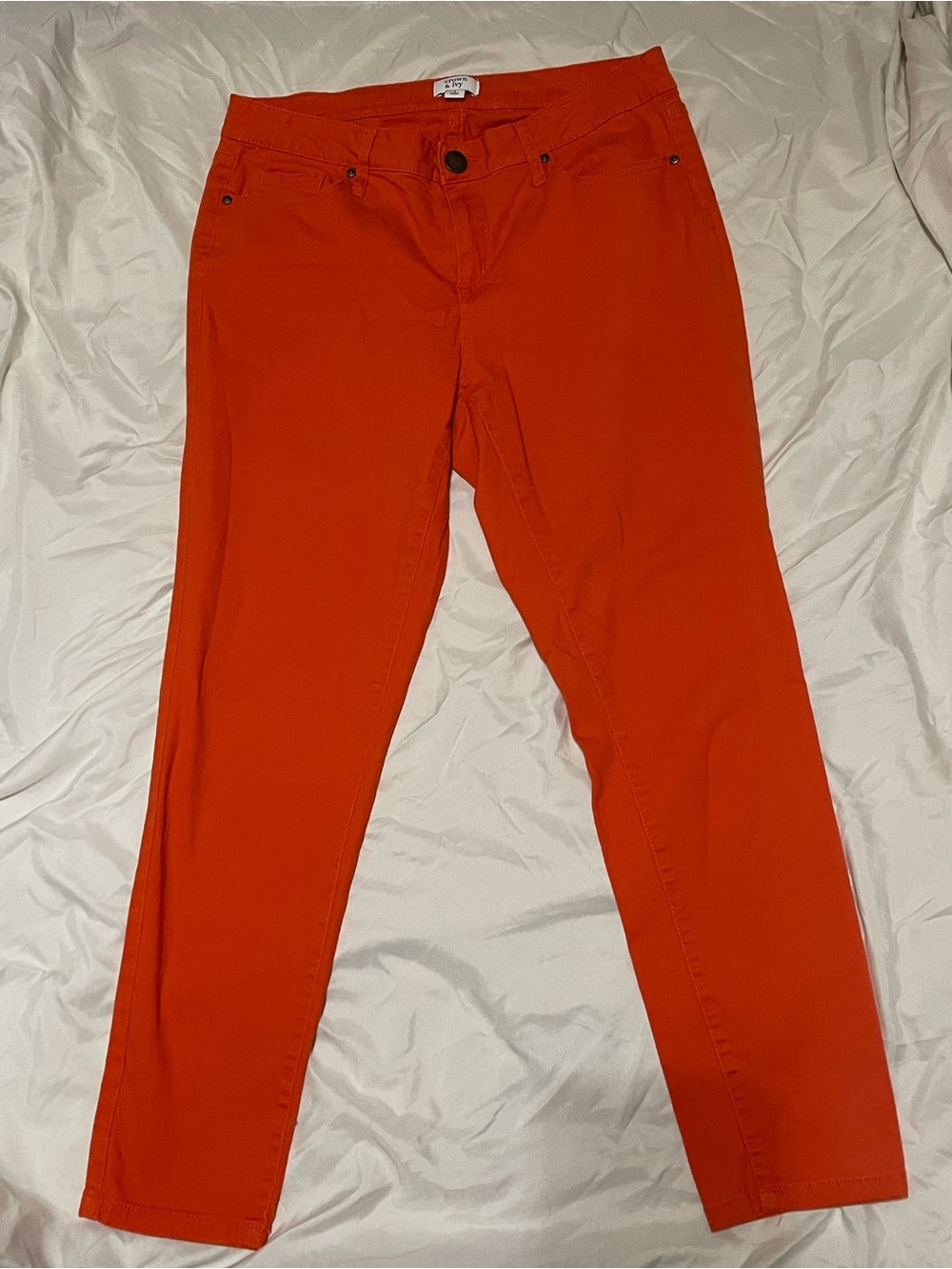 crown & ivy Bright Orange Cropped Slim Jeans